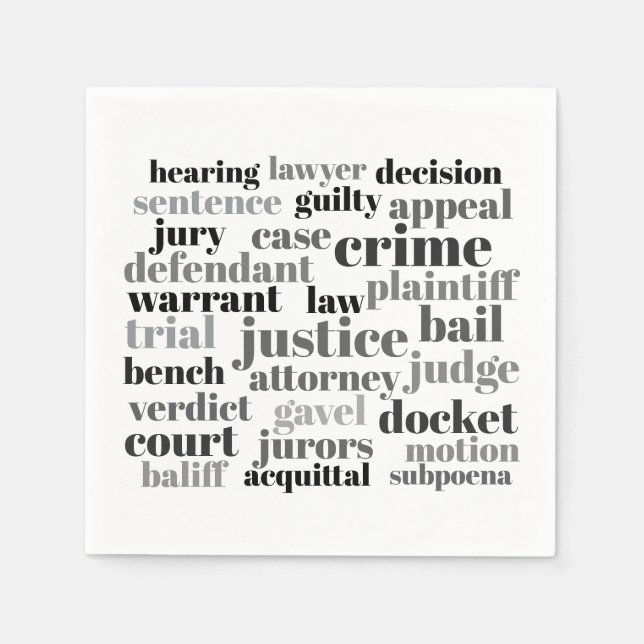 Judicial Legal Terns Word Cloud Design Napkins (Front)