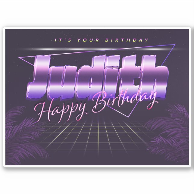 Judith Name First name lila retro Sticker Birthday (Front)