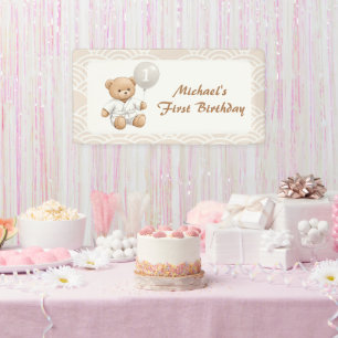 Judo Bear Turns One" – 1st Birthday 【Black-belt】 Banner