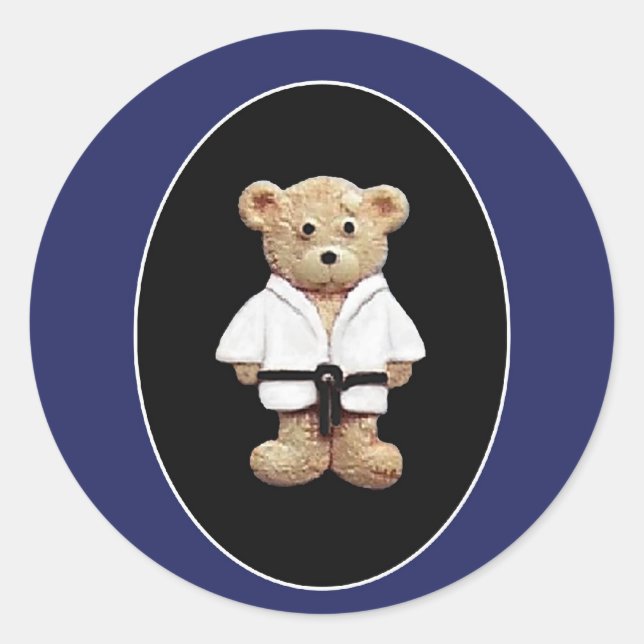 Judo Black Belt Classic Round Sticker (Front)