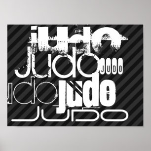 Judo; Black & Dark Gray Stripes Poster