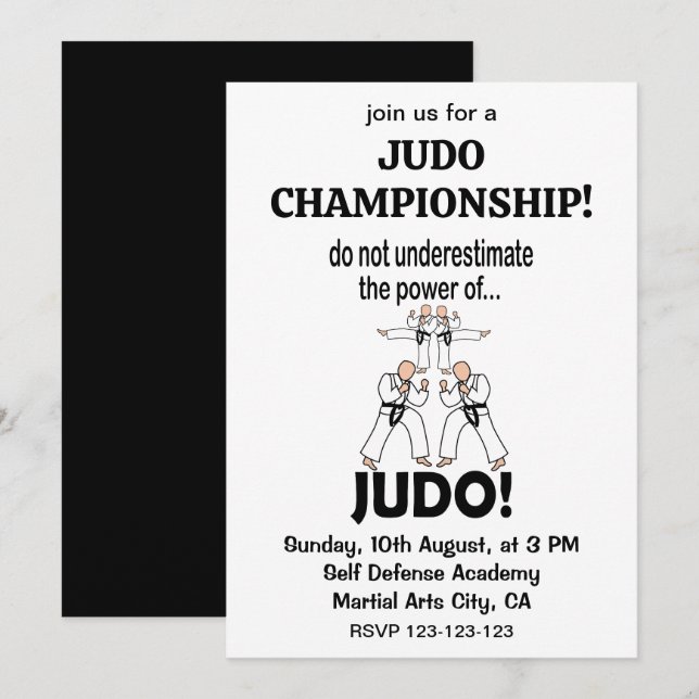 Judo Fighter Self Defense Taekwondo Judo Invitation (Front/Back)