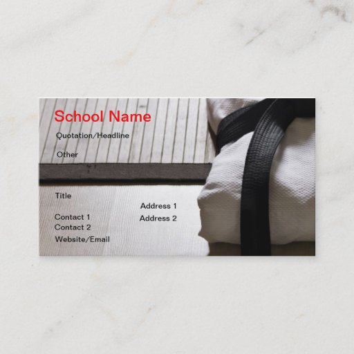 Customizable Judo Gi on Tatami mat Business Card Templates
