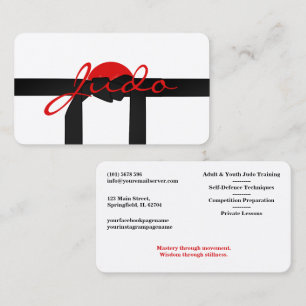 Judo instructor - Black Belt and sun  Business Card