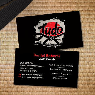 Judo instructor - Black Belt and sun Business Card