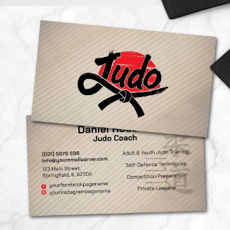 Judo instructor - Black Belt and sun Business Card