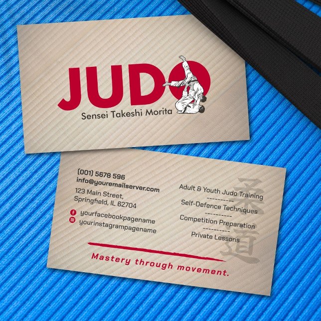 Judo instructor - Kanji and Judoka  Business Card (Creator Uploaded)