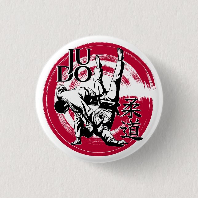 Judo Kanji and Rising Sun Throw  Button (Front)