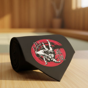 Judo Kanji and Rising Sun Throw Neck Tie