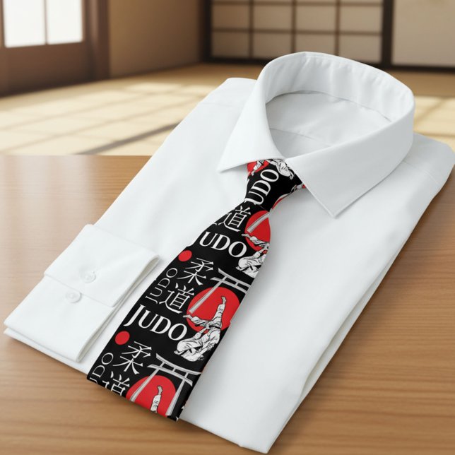 Judo Kanji, Judoka, Torii gates pattern Neck Tie (Creator Uploaded)