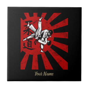 Judo Martial Arts Japanese Vintage Retro Design Ceramic Tile