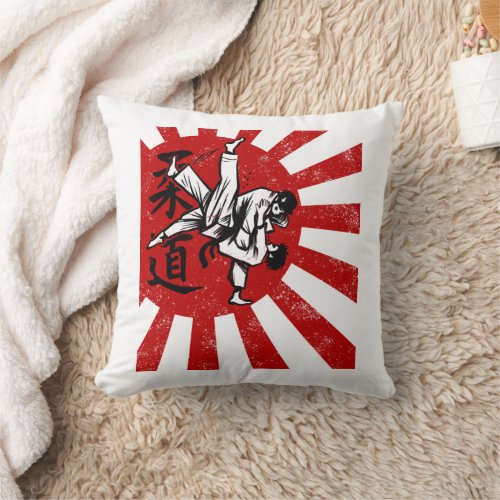 Judo Martial Arts Japanese Vintage Retro Design Throw Pillow