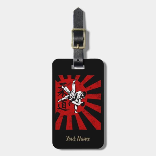 Judo Martial Arts with vintage japanese Rising Sun Luggage Tag