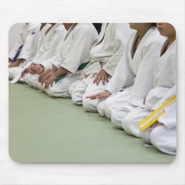 Judo player of the child sits down to one line mouse pad (Front)