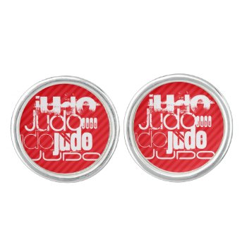 Judo; Scarlet Red Stripes Cufflinks by ColorStock at Zazzle
