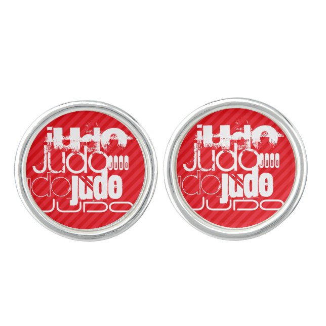 Judo; Scarlet Red Stripes Cufflinks (Front)