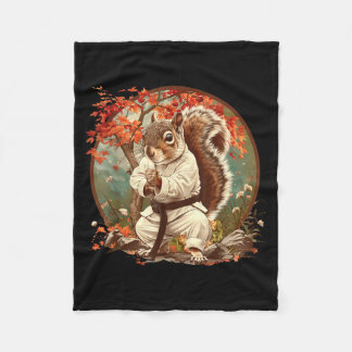 Judo Squirrel Autumn Tree Taekwondo Martial Arts Fleece Blanket