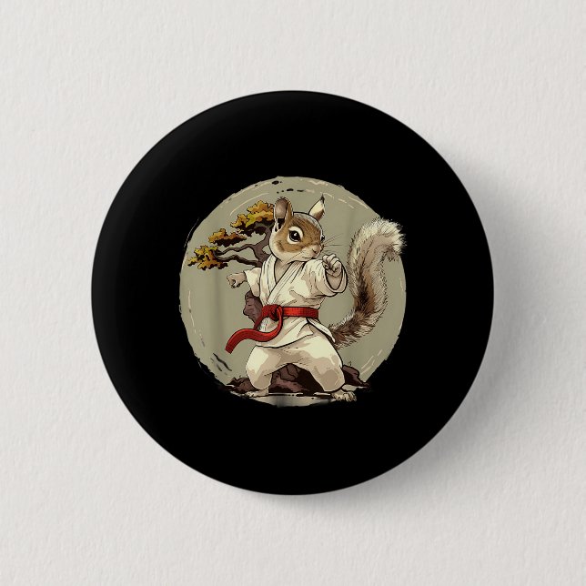 Judo Squirrel Bonsai Tree Kickboxing Taekwondo Button (Front)