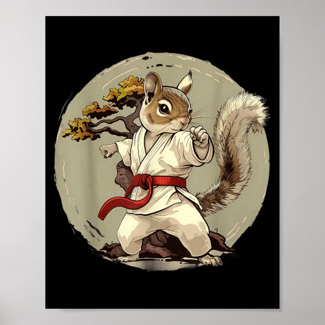 Judo Squirrel Bonsai Tree Kickboxing Taekwondo Poster (Front)