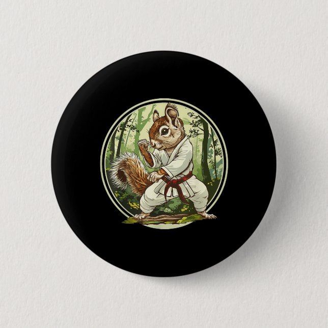 Judo Squirrel Forest Martial Arts Kickboxing Button (Front)
