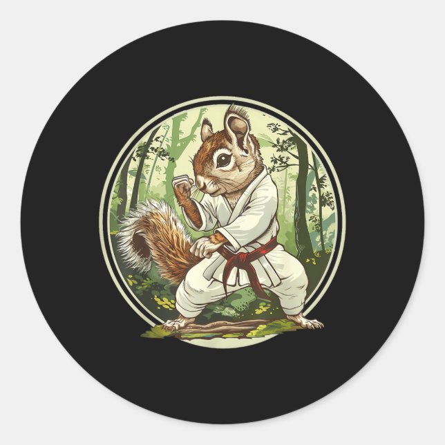 Judo Squirrel Forest Martial Arts Kickboxing Classic Round Sticker (Front)