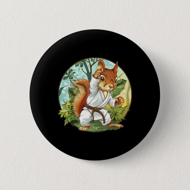 Judo Squirrel Nature Martial Arts Kickboxing Button (Front)