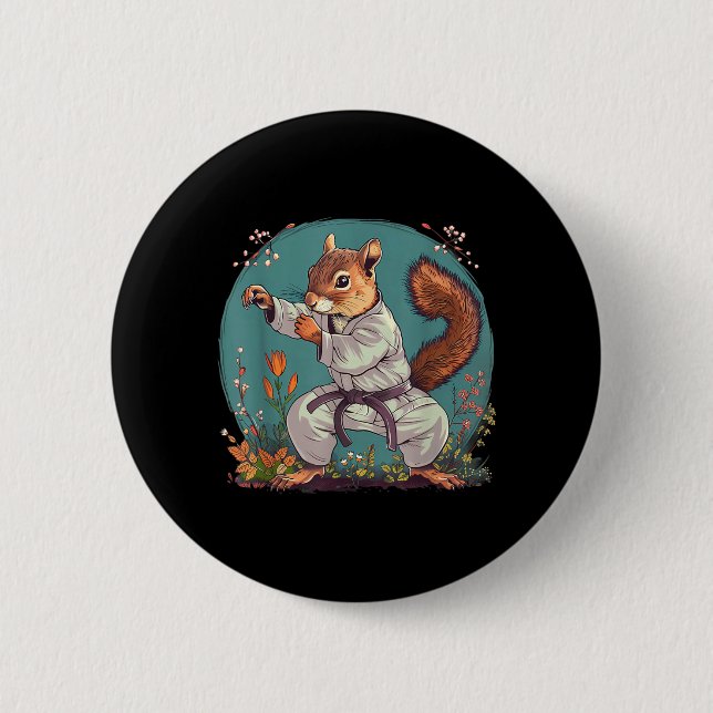 Judo Squirrel Nature Taekwondo Karate MMA Squirrel Button (Front)
