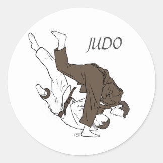 Judo Vintage Leather Style Classic Round Sticker