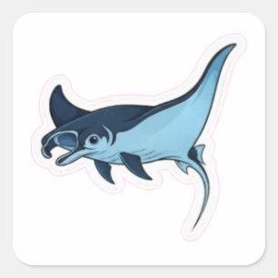 Judul): Majestic Manta Ray Nusa Penida Bali Ocean Square Sticker