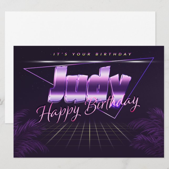 Judy Name First name lila retro card Birthday (Front/Back)