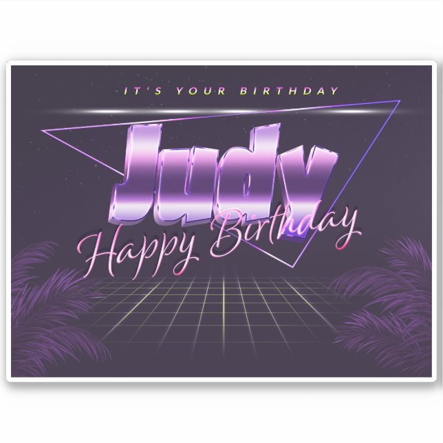 Judy Name First name lila retro Sticker Birthday (Front)
