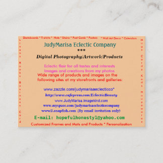 JudyMarisa Eclectic Company, Digital Photograph... Business Card