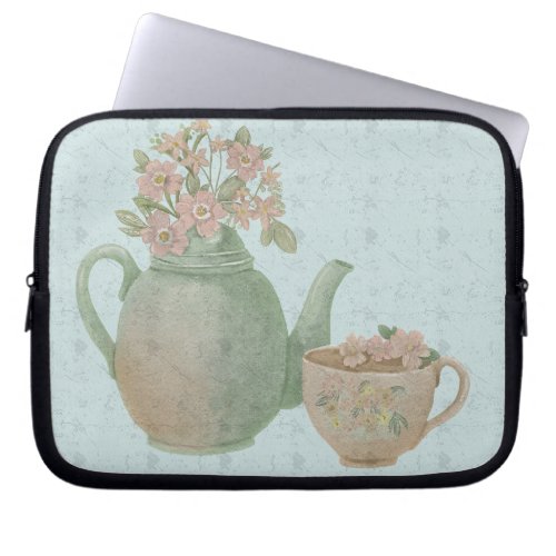 jug and cup with flowers laptop sleeve