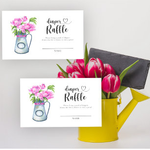 Jug of flowers baby shower diaper raffle enclosure card