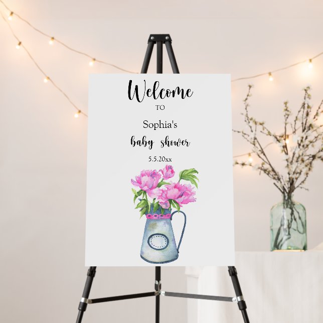Jug of flowers Welcome to baby shower Foam Board (In Situ (Stand))