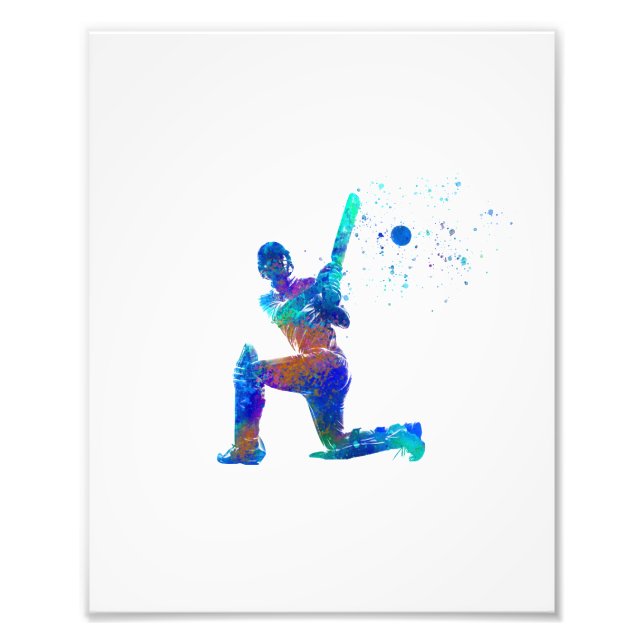 Jugando al cricket en acuarela photo print (Front)