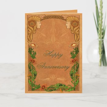 Jugendstil Anniversary Card by RainbowCards at Zazzle