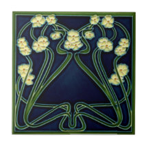 Barroque Victorian Art Nouveau Vintage Ceramic Tile Rare Reproduction Majolica 