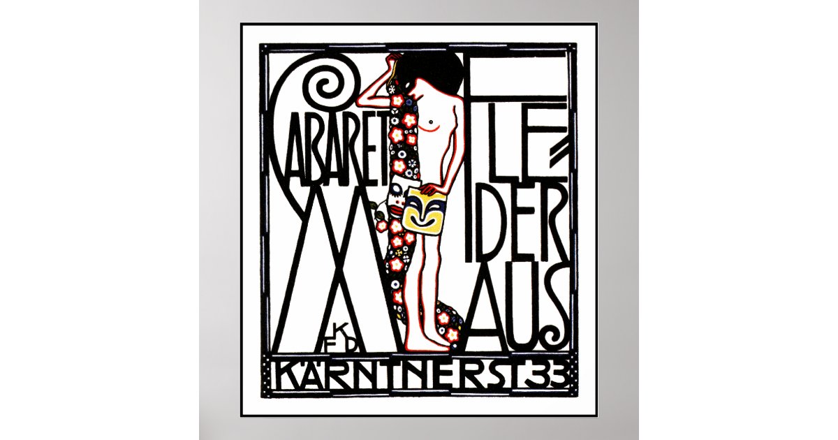 Cabaret Fledermaus 1907 Jugendstil Art Nouveau Vintage Poster Print Art