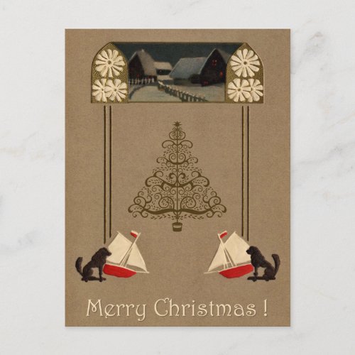 Jugendstil Merry Christmas Postcard