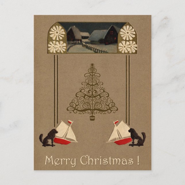 Jugendstil Merry Christmas Postcard (Front)