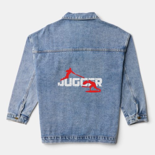 Jugger Player Jugg Pompoms Trendsport Q Tip Sign  Denim Jacket