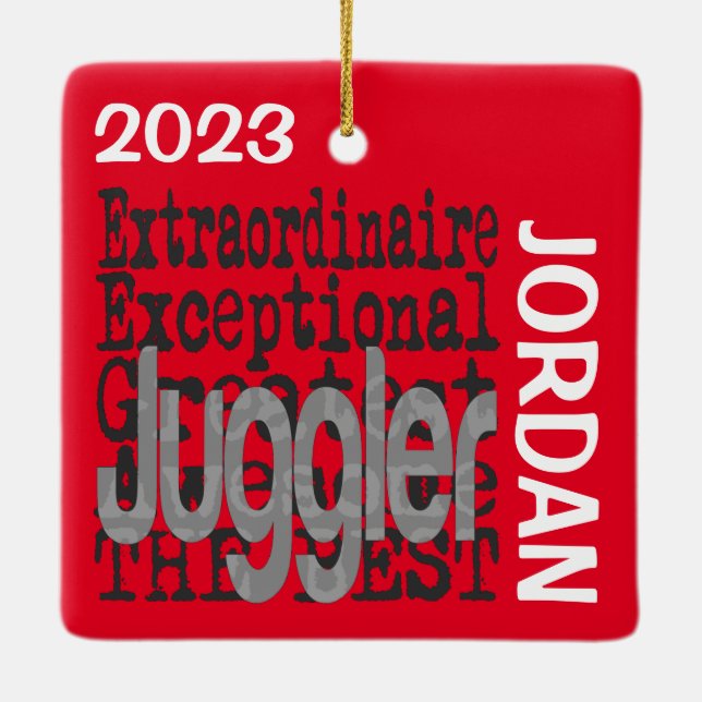 Juggler Extraordinaire CUSTOM Ceramic Ornament (Back)