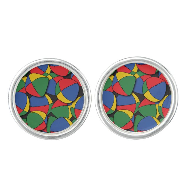 Juggler Juggling Balls Patterned Wedding Cufflinks (Front)