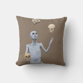 Juggler Juggling Skulls Fantasy Throw Pillow