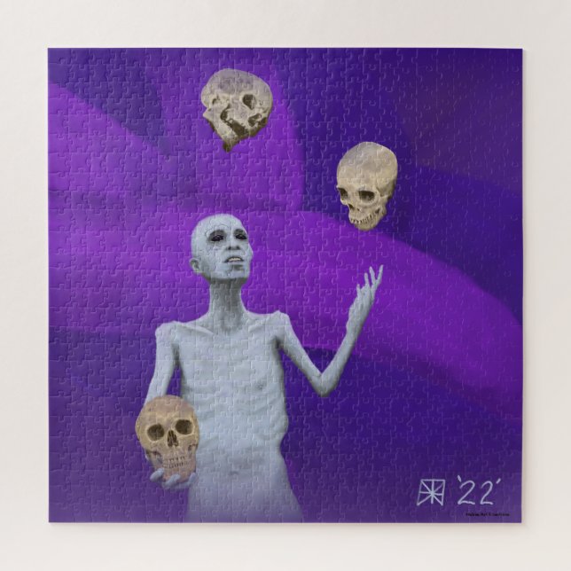 Juggler Juggling Skulls Large Fantasy Art Puzzle (Vertical)