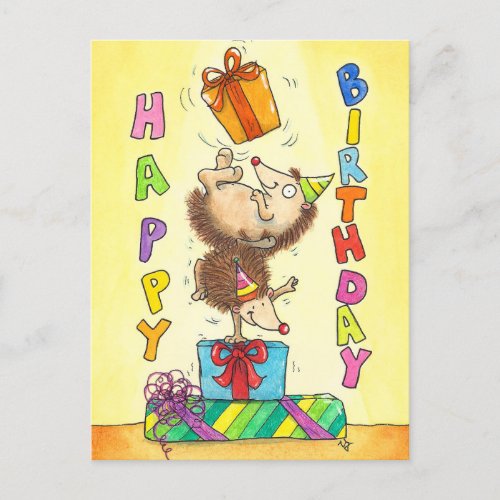 Juggling Birthday Hedgehogs  Postcard