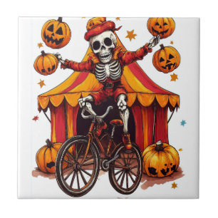 Juggling Bones � Hilarious Circus Skull Ceramic Tile