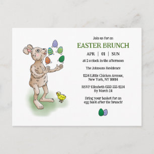 Juggling Bunny's Easter Brunch Invitation Postcard