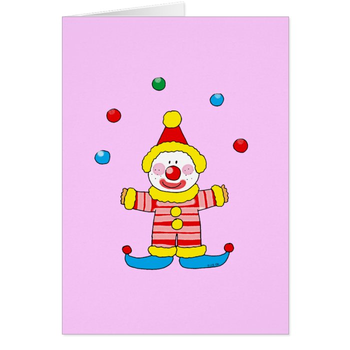 Juggling cartoon party clown cards